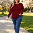 thumbnail image 6 of LEKWK Plus Size Tops for Women Long Sleeve Crew Neck Henley Shirts Fall Winter Relaxed Fit Workout Tops Gym Running Activewear,Size L-5XL, 6 of 6