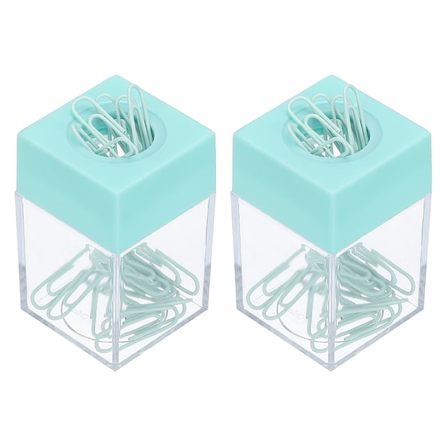 Soporte de clip de papel magnético Uxcell, 2 piezas organizador de clips de papel de gran capacidad para escritorio, verde