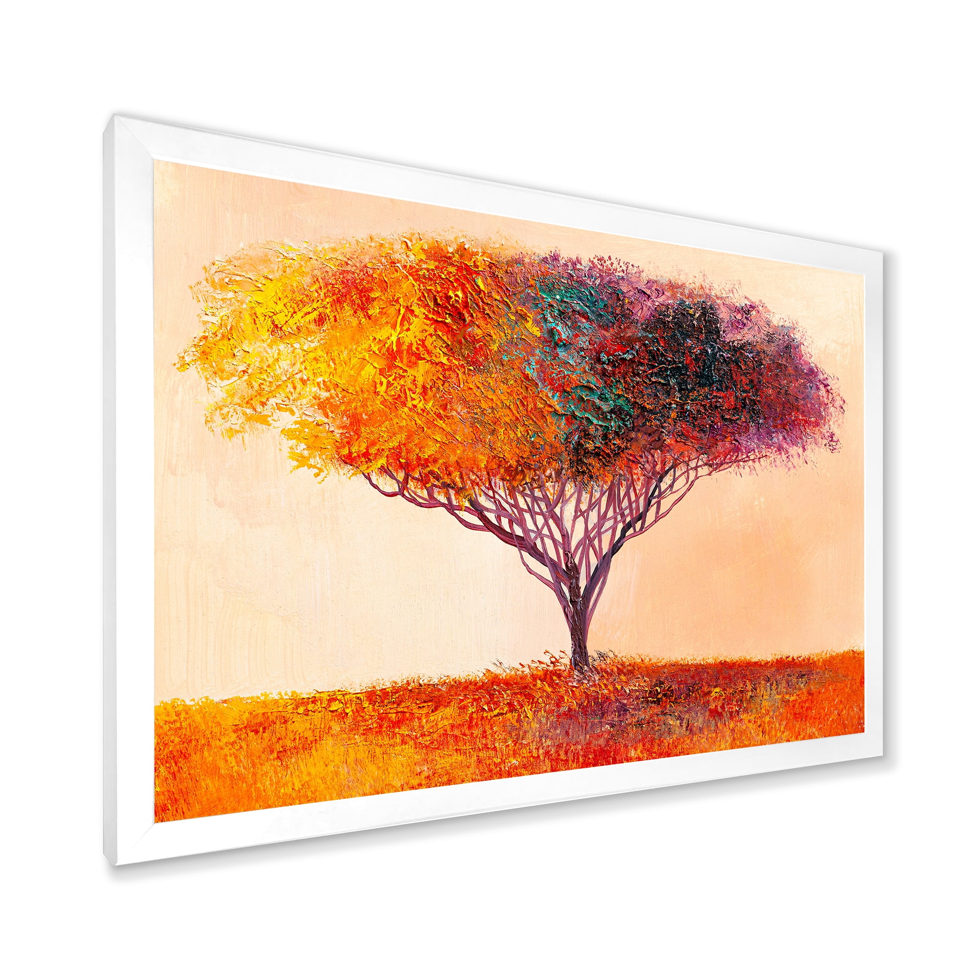 Designart 'Impressionist Landscape Colorful Abstract Tree' Modern Framed Art Print