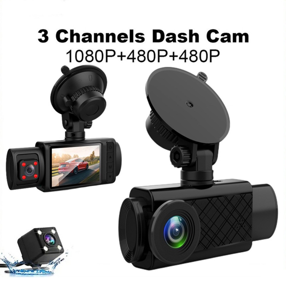 Front And Rear Camera HD Dash Cam 2" Triple Lens Car DVR Video Driving