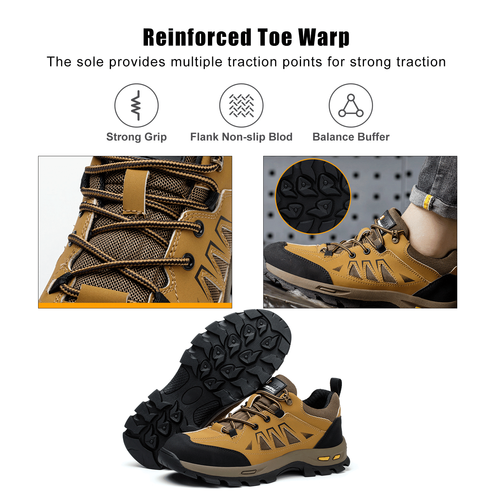 Safety Shoes Shoes for Men Women, Breathable Steel Toe Work Slip
