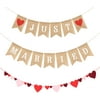 JoyX 3pcs Just Married Burlap Banner, Red Heart Felt Bunting Garland for Valentine’s Day Wedding Party Decor, Bachelorette Bridal Shower Party Supplies, Anniversary Valentine’s Day Photo Background