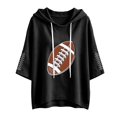 thumbnail image 4 of GILIGEGE Football SweatShirts for Women,Hoodie Graphic Print Tops with Pocket,Drawstring Oversized 3/4 Sleeve Pullover Sweatshirts,Casual Fall Winter Fashion must haves Clothes Black 3XL, 4 of 4