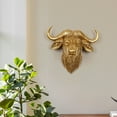 thumbnail image 4 of DAMAI Retro Golden Highland Cow Mural Decorative, Exquisite Resin Animal Head Wall Sculpture, Resin Highland Cow Head Sculpture With Glasses Patriotic Home Decoration, 4 of 5