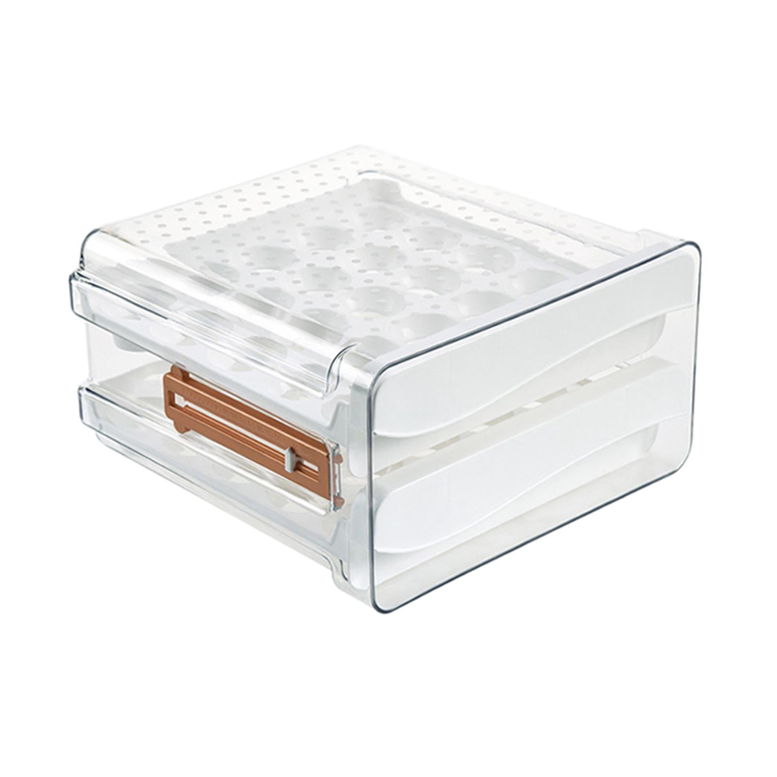 Fiocias Double Layer Egg Holder for Refrigerator Transparent Egg Container for Counterto hold 32 eggs