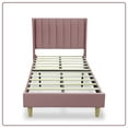 thumbnail image 4 of Tslinn Low Profile Upholstered Platform Bed,Twin Beds with Pink(Velvet), 4 of 5