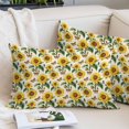 thumbnail image 2 of Sunflowers Throw Pillow Covers, Beige Botanical Yellow Florals Butterfly Soft Breathable Pillow Cases with Invisible Zipper for Sleeping, Toddler Pillowcases for Couch Bed Sofa Chair 12x20 Inches, 2 of 9