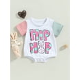 thumbnail image 2 of Newborn Baby Girl Easter Romper Color Block Short Sleeve Onesie Tops Bodysuit Summer Clothes, 2 of 8