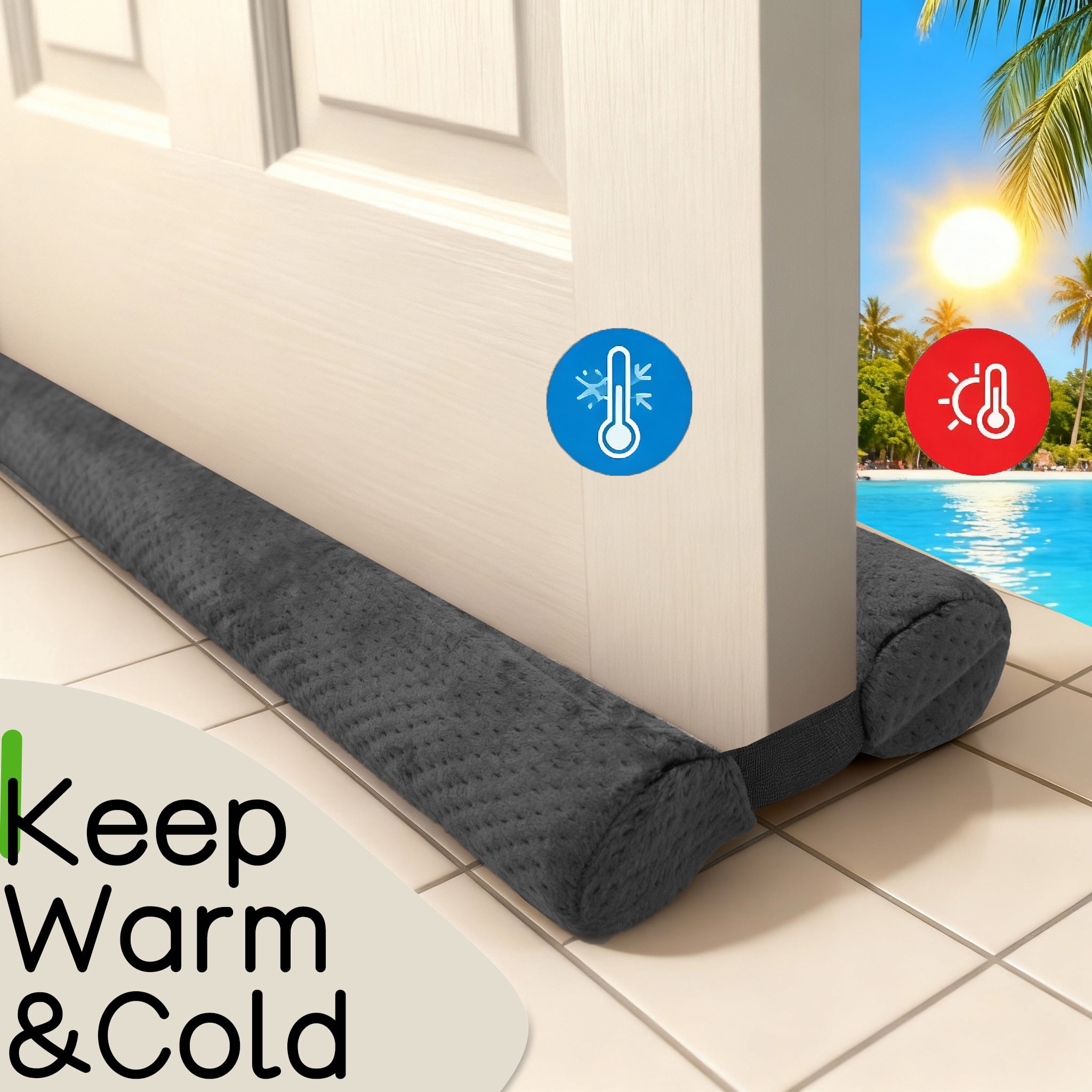 Door Draft Stopper for Bottom of Door, Under Door Gap Filler for Big Gap, No Folding Required, Flexible Installation Door Sweep soundproofing Strip for Home & Apartment, 30-36in