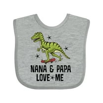Inktastic Nana and Papa Love Me Dinosaur Grandson Boys Baby Bib