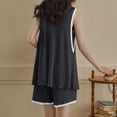 thumbnail image 2 of Tanghaowl Summer Pajamas for Women, Women Summer Ribbed Knit Pajama Sets V Neck Sleeveless Tank Top with Shorts Sleepwear Loungewear Nightwear Black M, 2 of 9