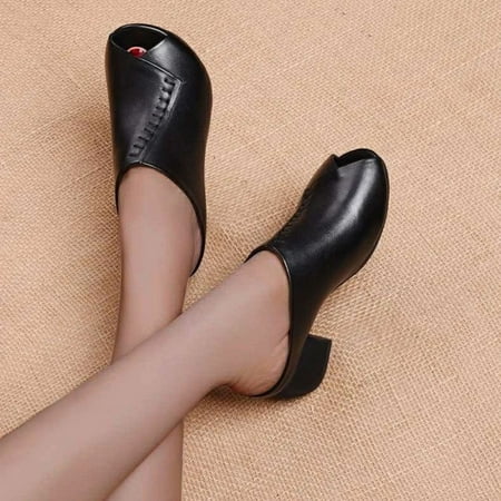 

Aayomet Women Wedge Size 8 Style Heel Fish Comfortable Heel Shoes High Casual Ladies Shoes Thick Retro Women s casual shoes Black 8.5