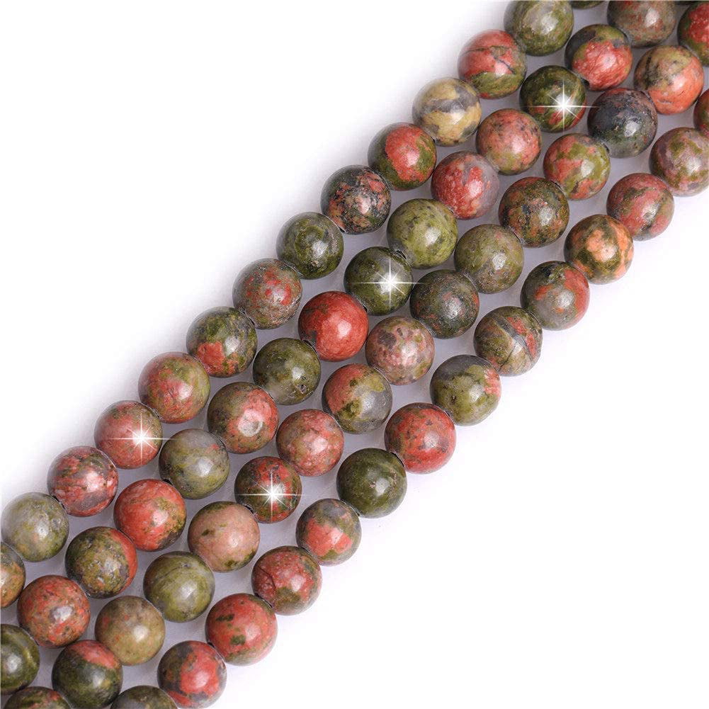Natural Green Unakite Gemstone Faceted Loose Round Beads For Jewelry Making 15" 