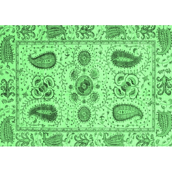 Ahgly Company Indoor Rectangle Abstract Emerald Green Modern Area Rugs, 5' x 8'