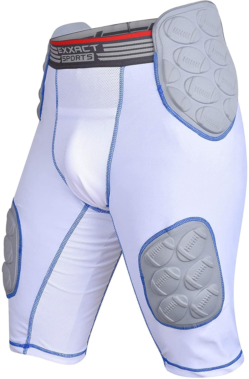 Protective Football Pads Compression Exxact Sports Adult Touchdown 5-Pad Football Girdle w/Integrated Hip Thighs and Tailbone Pads w/Cup Pocket Adult 