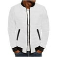 thumbnail image 2 of WMTBSRSW Mens Winter Warm Coat Lightweight Full Zip up Quilted Jackets Fashion Slim Fit Puffer Padded Jackets Outdoor Outwear No Hood White M, 2 of 8