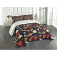 thumbnail image 3 of Ambesonne Space Quilted Bedspread Set 3 Pcs, Universe Theme Earth, King Size, Multicolor, 3 of 5