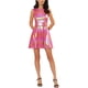 thumbnail image 2 of Vestido sin mangas de cintura alta brillante y ajustado para mujer Inspire Chic, mini vestido rosa intenso talla L, 2 of 7