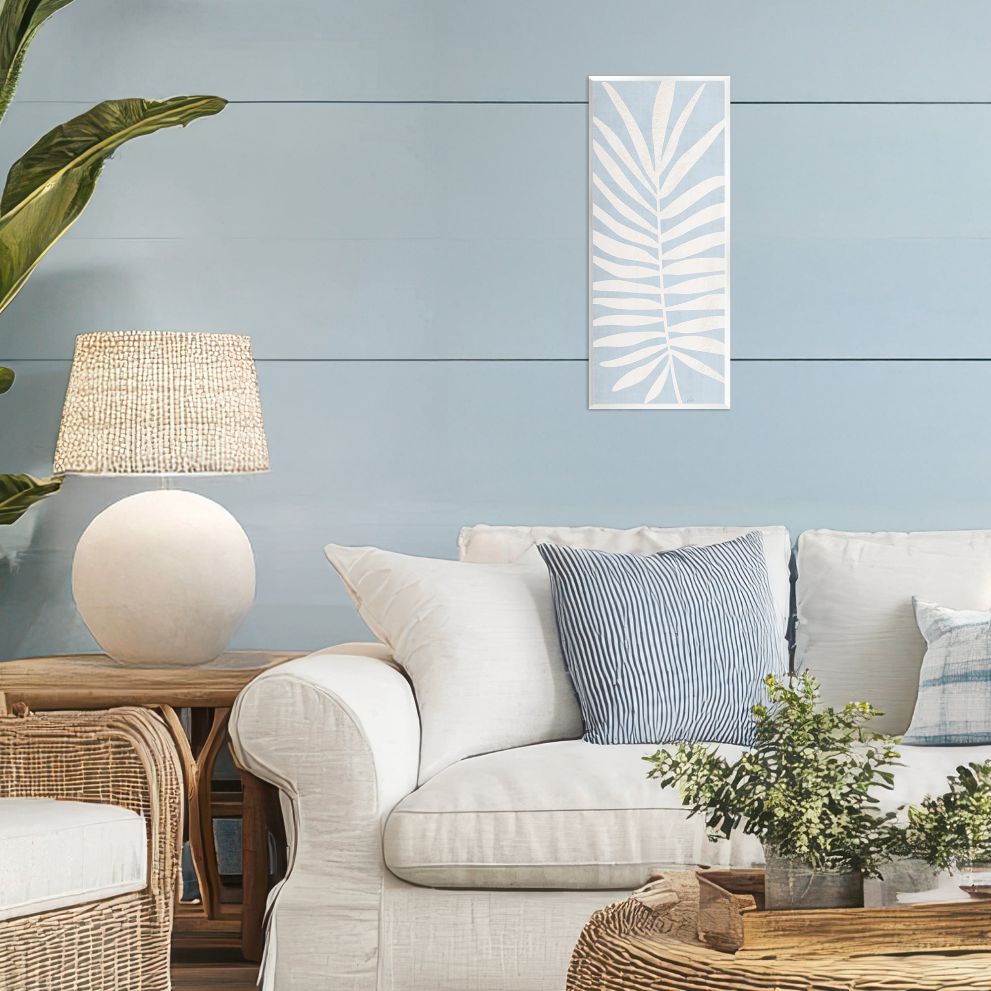 Stupell Industries Leaf Silhouette on Sky Blue Wall Plaque Art, design by Natalie Carpentieri
