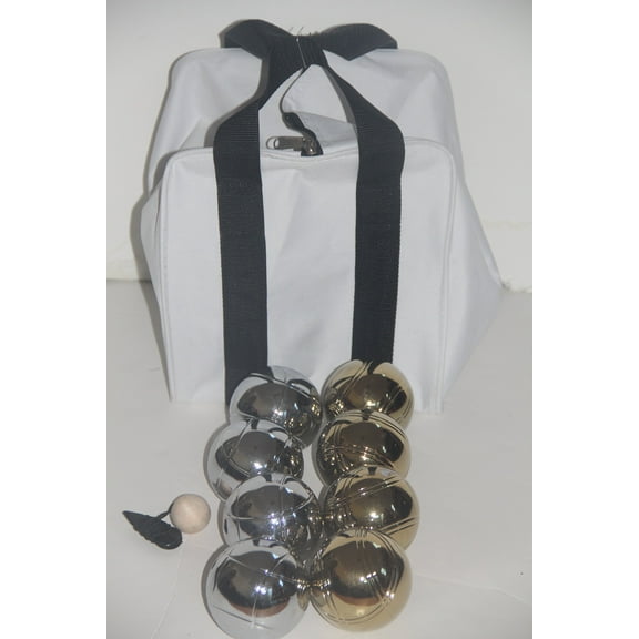 73mm Metal Bocce/Petanque Set with 4 Gold and 4 Silver Balls and Heavy Duty White Nylon Bag - Single
