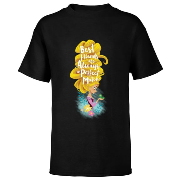 Disney Princess Rapunzel and Pascal Perfect Match - Short Sleeve T-Shirt for Kids - Customized-Black