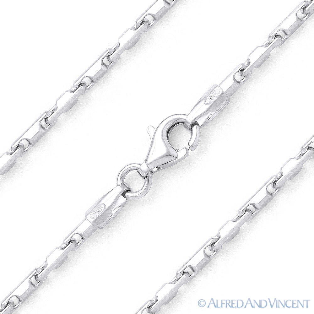 2.3mm Heshe Bar Link Italian Chain Necklace in .925 Sterling