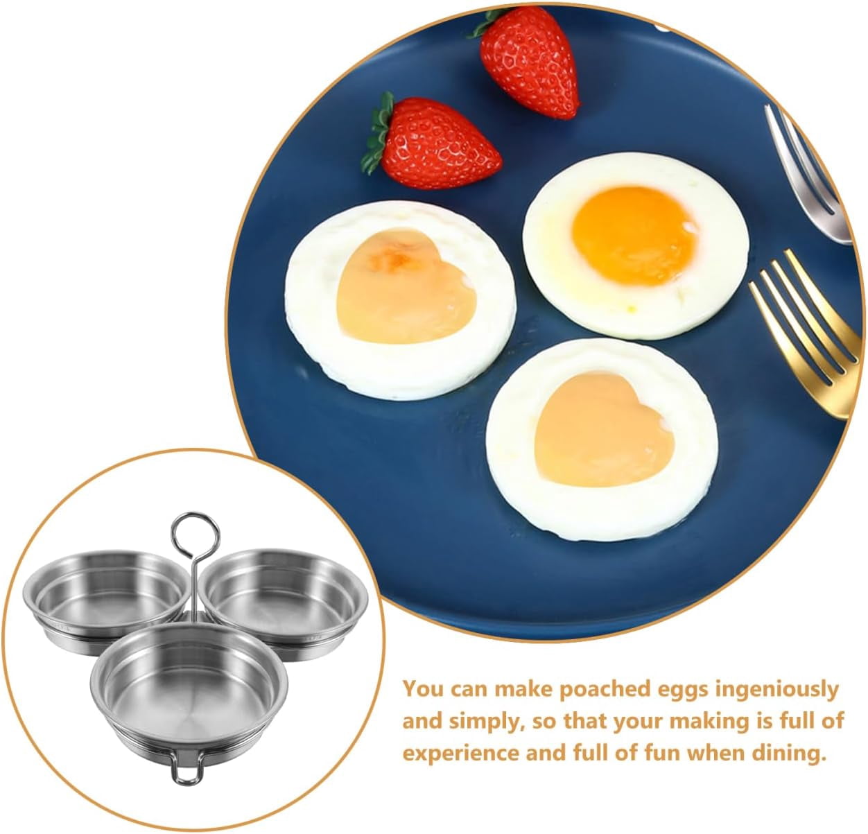 CATPAN Non-Stick Egg Poacher - Stainless Steel Insert with Pastry Brush for Perfect Poached Eggs