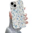 thumbnail image 1 of KMEK7-pour iPhone 14 Étui, Motif Floral Rose Mignon Étui de Téléphone Esthétique, Protection de Caméra Surélevée TPU Souple Mince Antichoc pour Filles Femmes - Bleu, 1 of 4