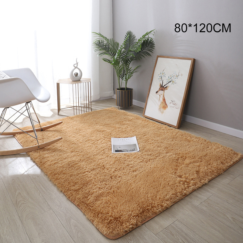 Washable Fluffy Area Rug Rectangular AntiSlip Artificial Soft Plush Shag Carpet for Home