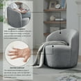 thumbnail image 3 of 24"W Swivel Chair with Storage Ottoman,Teddy Fabric Barrel Chair with Footstool,Single Sofa Chair with Gold Stainless Steel Base, 360° Swivel Round Chair Set for Bedroom,Living Room,Office, 3 of 9