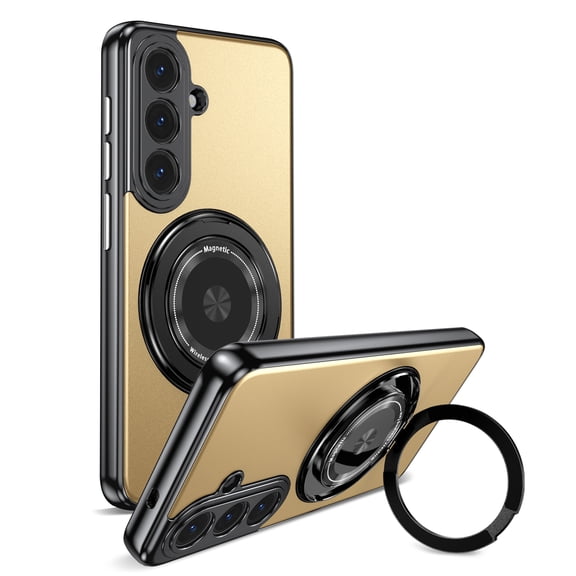 Rugged Case for Samsung Galaxy S26  Plus with Ring Stand, Car Mount Magnetic Attraction Heavy Duty Shockproof Cover for Women Men, Gold