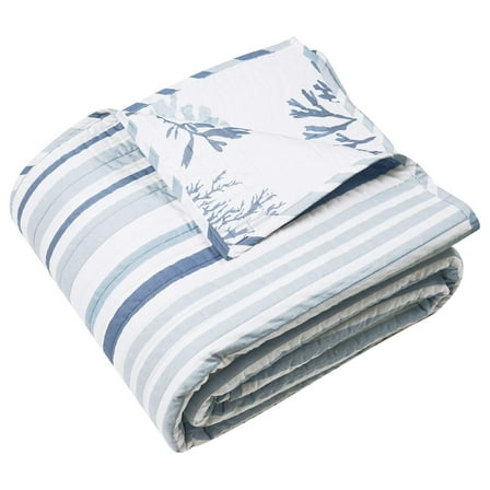 - Truro - Throw - Stripe in Shades of Blue - Throw Size 50x60in. - Cotton/Cotton