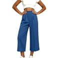 thumbnail image 4 of Noric Women's High Waist Wide Leg Capri Pants with Button Casual Loose Fit Summer Dressy Trousers, 4 of 8