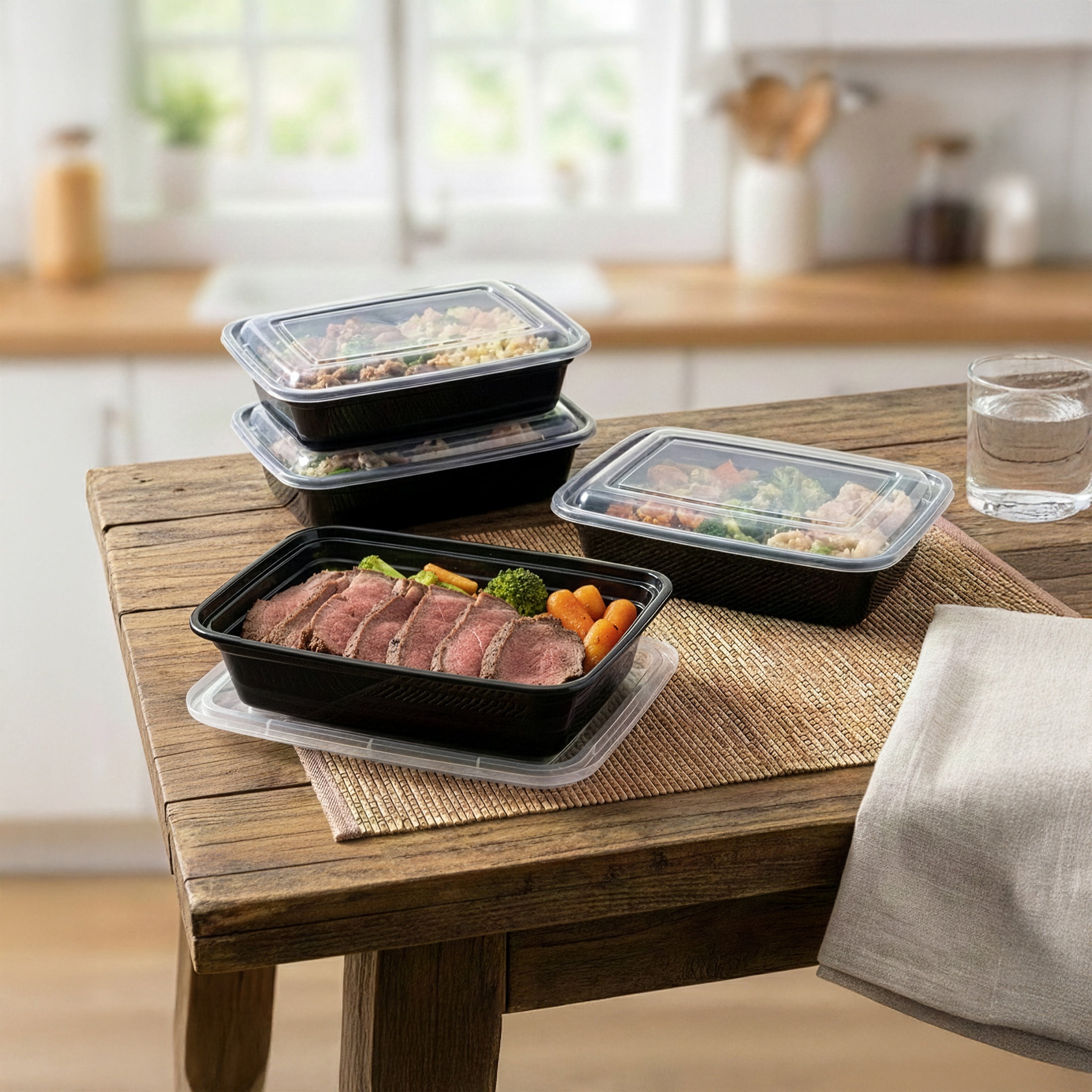 (2 pack) Mainstays 10-Piece (5 Containers + 5 Lids) Single Compartment Meal Prep, BPA-Free, Leak-Resistant, Microwave and Dishwasher Safe