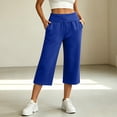 thumbnail image 2 of LumiAtelier Womens Stretch Fleece Cropped Pants Elastic Drawstring Waist Loose Casual Pants With Side Pockets, 2 of 9