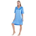 thumbnail image 3 of Nightgown Sexy Lingerie for Women Nightwear Satin Plaid Short Sleeve V Neck Silk Thin Dress House Dress Sleepwear, Blue S-2XL, 3 of 6