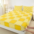 thumbnail image 3 of jejeloiu Classic Grid Full Size Sheets,Minimalism Geometric Checkered Bed Sheets,Yellow White Sheet Sets For Girls Boys,Super Cozy Room Decor,4-Piece, 3 of 7