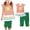 Dark Green, variant on Laipiong Girls Summer Outfits 2 Piece Set Floral Print Short Sleeve Top With Flutter Sleeves And Elastic Waistband 7/8 Pants Casual Clothes Army Green 3-4