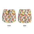 thumbnail image 3 of Yiaed Hawaiian Pineapples And Hibiscus Flowers Print Women's Running Shorts with Liner 3 Zipper Pockets Elastic Workout Athletic Gym Yoga Shorts-Large, 3 of 7