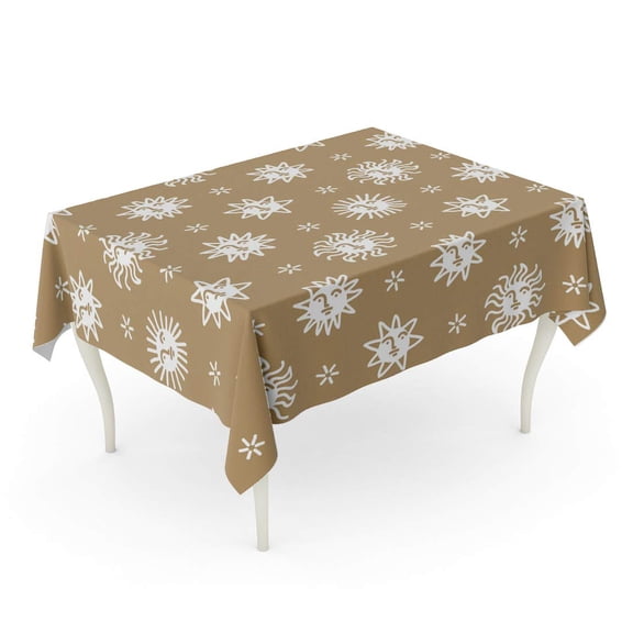 SIDONKU Vintage Made Suns and Faces in Rough Old Packaging Tablecloth Table Desk Cover Home Party Decor 52x70 inch