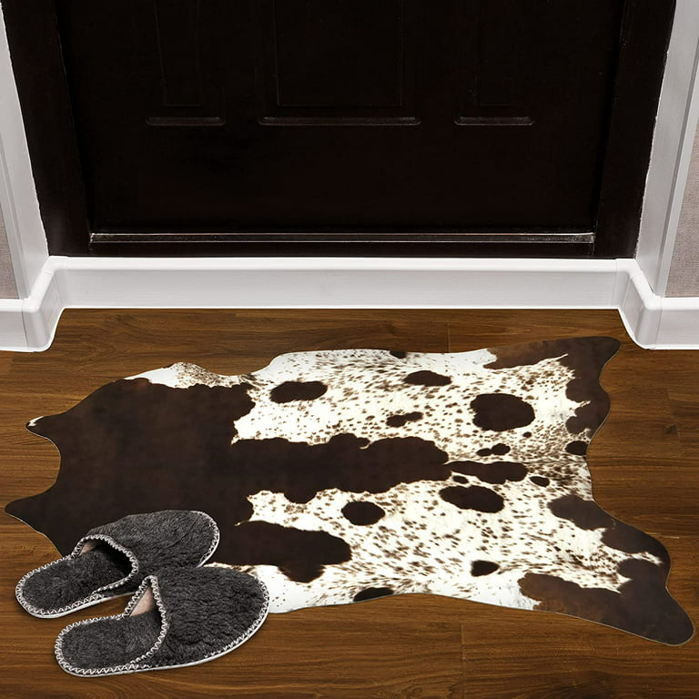 Lochas Faux Cowhide Area Rug Super Soft Mat Carpet Cow Print Rugs for Bedroom Living Room, 2.3'x3.6',Brown, Size: 2.3' x 3.6
