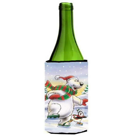 Holiday Polar Bears Ice Skating Wine Bottle Can cooler Hugger
