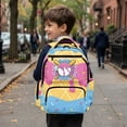 thumbnail image 5 of FKELYI Pink Drip Baseball Print Kids Backpack for Elementary Student 17 Inch Spacious Schoolbag Primary School Bookbag Casual Daypack Rucksack with Multi-Pockets for Girls, 5 of 7