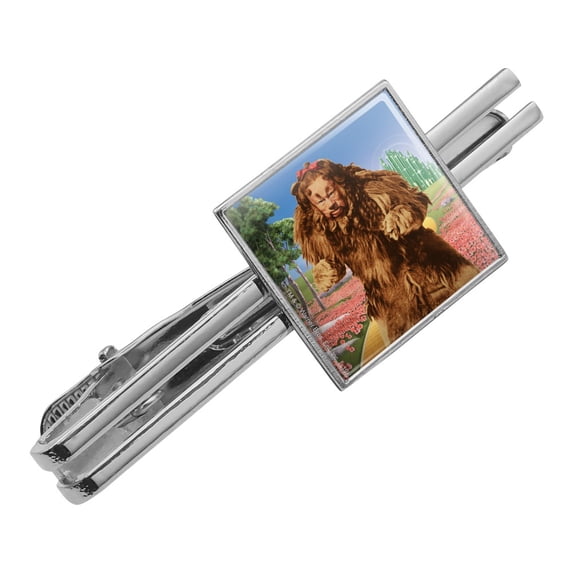 Wizard of Oz Lion Character Square Tie Bar Clip Clasp Tack- Silver or Gold