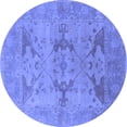 thumbnail image 1 of Ahgly Company Machine Washable Indoor Round Oriental Blue Industrial Area Rugs, 4' Round, 1 of 4