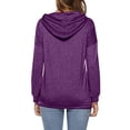 thumbnail image 4 of Women's Sports Hooded Pocket Long Sleeved Sweatshirt, Classic Simple Design Versatile Fashionable Athletic Wear, Cool Breathable Moisture Wicking Fabric for Daily Leisure, Gym Workouts Purple XL, 4 of 6