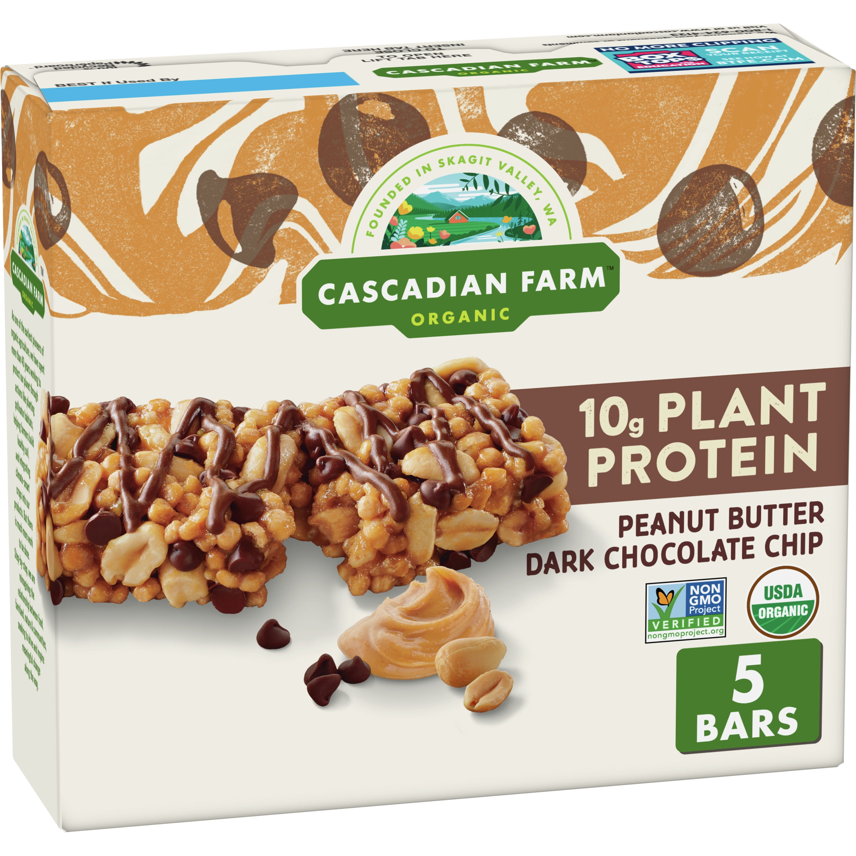 Cascadian Farm Organic Peanut Butter Chocolate Chip Protein Bars, 8.85 oz