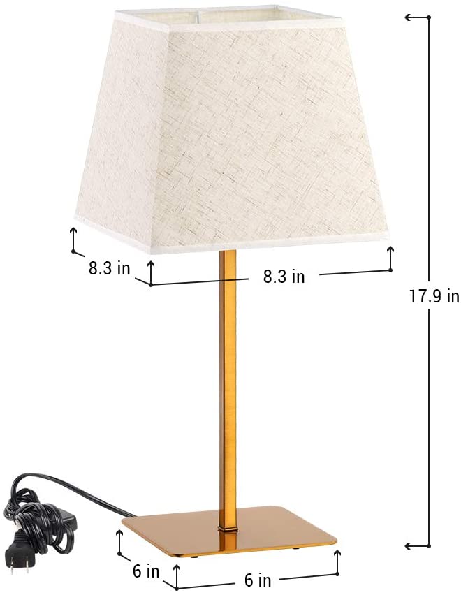 Tan Wooden Vintage Bedside Lamp Set Linen Fabric Shade