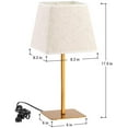 thumbnail image 3 of ABQ Gold Wood Vintage Bedroom Lamp Set of 2 Linen Fabric Shade, 3 of 6