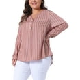 thumbnail image 4 of Agnes Orinda Plus Size Shirts for Women Long Sleeve Button Down Shirt Tops Blouse 1X Pink, 4 of 5